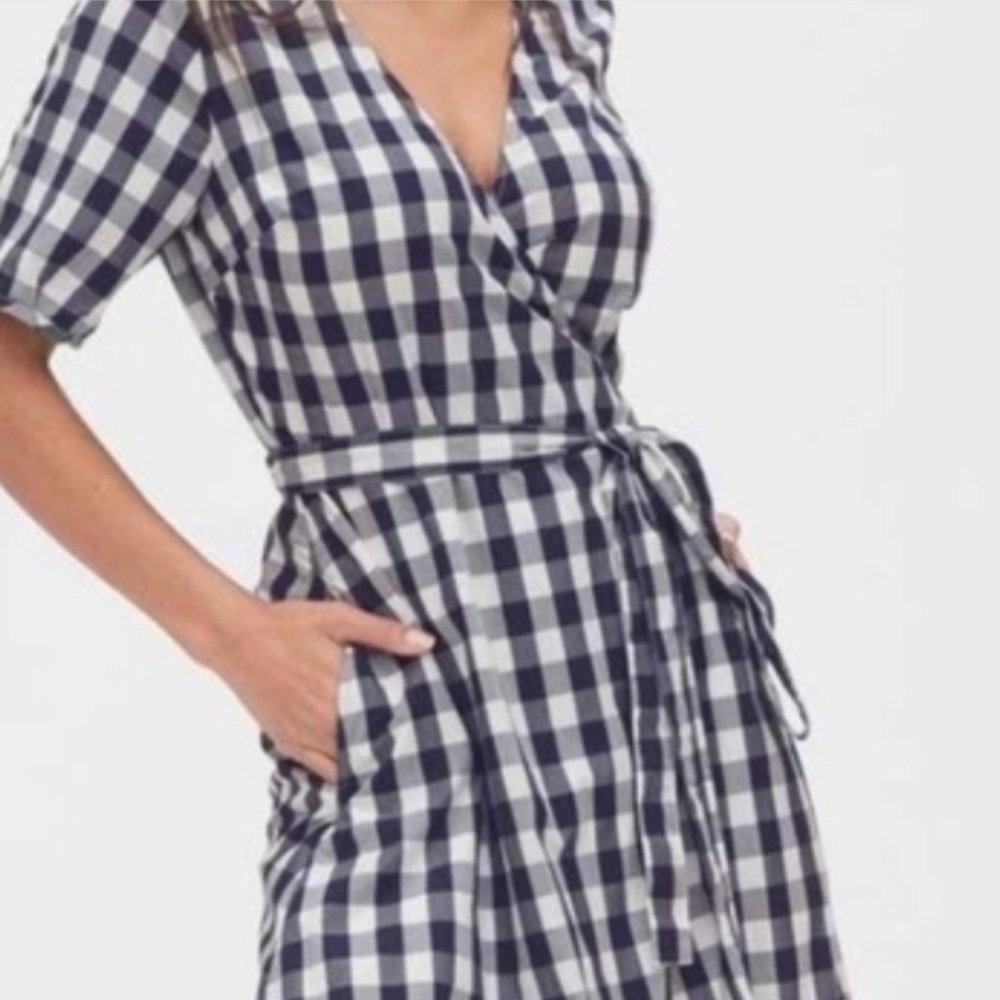 Gap Navy Blue Gingham Dress